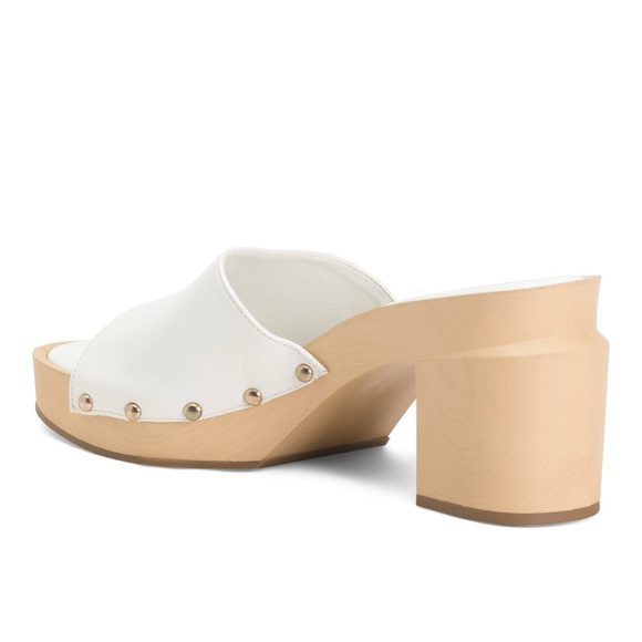 FRANCO SARTO 🫐 White Leather Capri Slides Clogs Shoes Sz-10-M - Picture 3 of 8